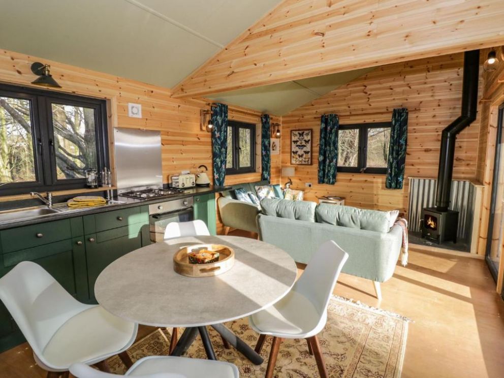 Kingfisher, Draycote, Near Dunchurch, Warwickshire - adult only lodge to rent with woodburning stove and lake views