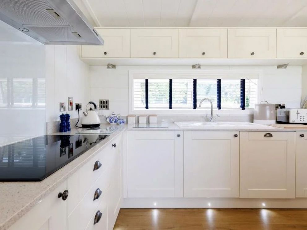 Ludlow Fishing Lodges in Ashford Bowdler for rent with wood burner and views across the fishing pool