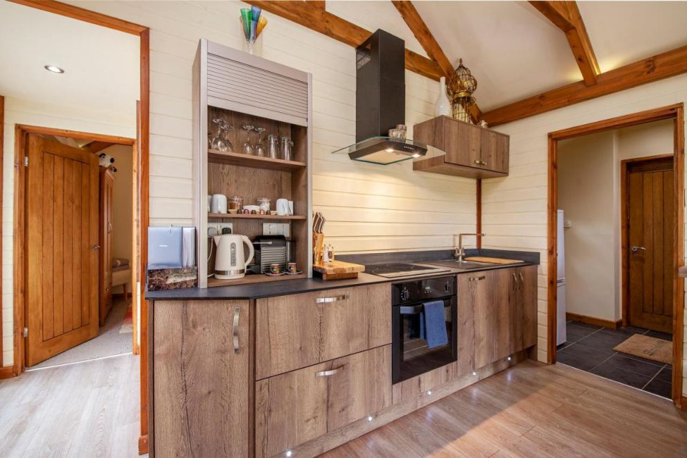 Wits End Log Cabin, Warwick, Warwickshire - pet friendly log cabin, with woodburning stove and wifi