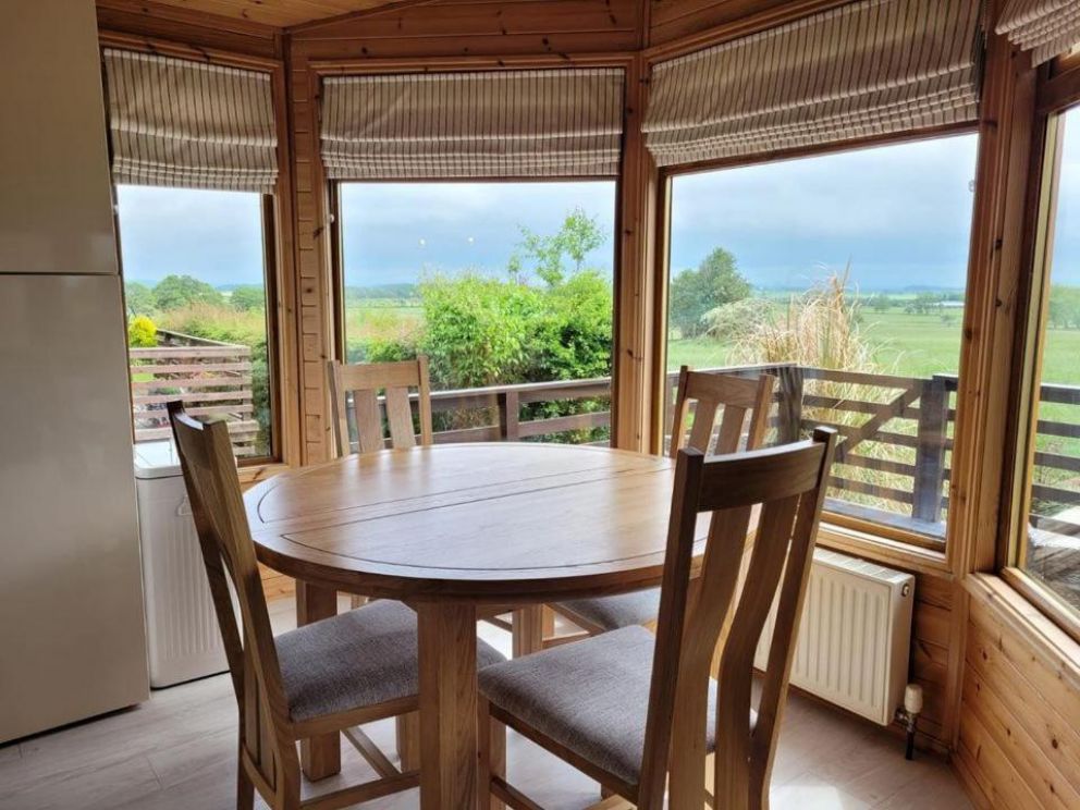 Fell Side Lodge at Bowland Fell Holiday Park in Skpton, North Yorkshire - 3 bedroom holiday lodge with WiFi and wood burning stove.  Park facilities - indoor swimming pool, bar and restaurant