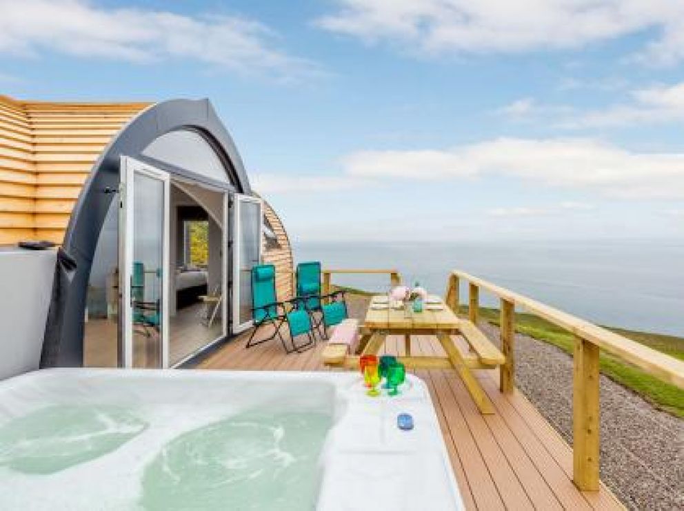 Castlecraig Seaview Cabins in Nigg - pet friendly for rent with hot tub and woodburner