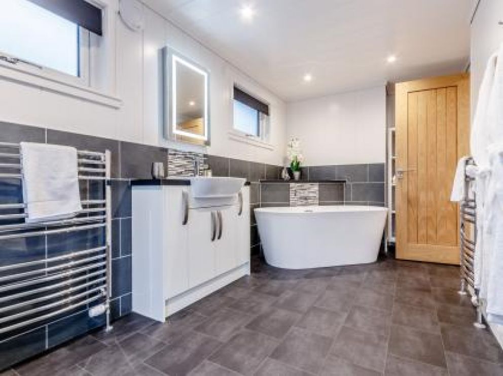 Romantic Hot Tub Lodges at Rascarrel Bay - pet friendly lodges for rent, with hot tub on the sea shore