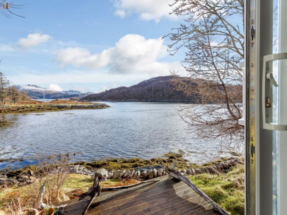 Secluded Fishing Cabin in Badachro - for rent with hot tub and stunning views of the north west Highland sea