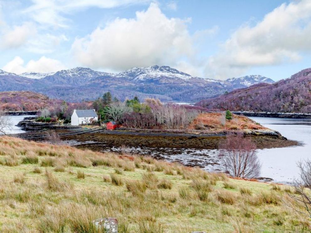 Secluded Fishing Cabin in Badachro - for rent with hot tub and stunning views of the north west Highland sea