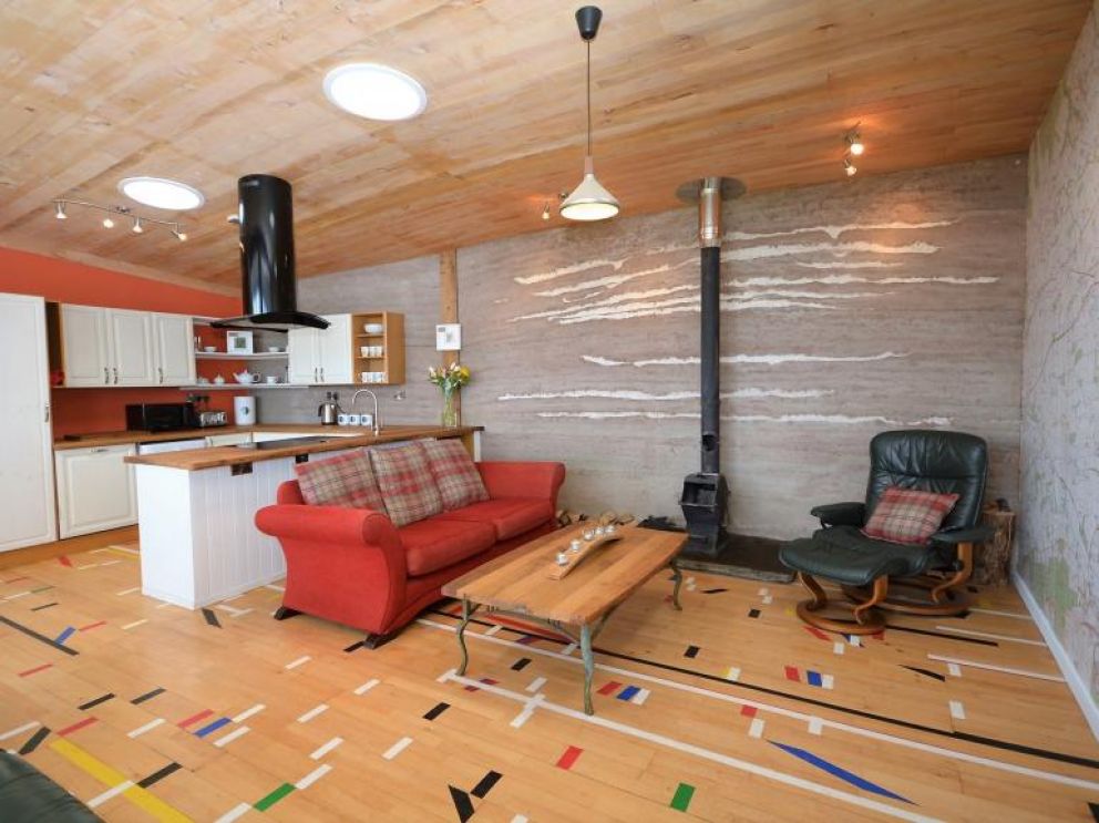 The Loch Leven Earth Ship, Perth and Kinross - pet friendly, quirky holiday lodge, in Scotland with hot tub and wood burning stove on a working farm