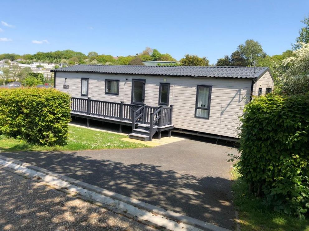 Culver View Lodge at Whitecliff Bay Holiday Park, Bembridge, Isle of Wight - holiday home for rent with decking and garden, close to the beach