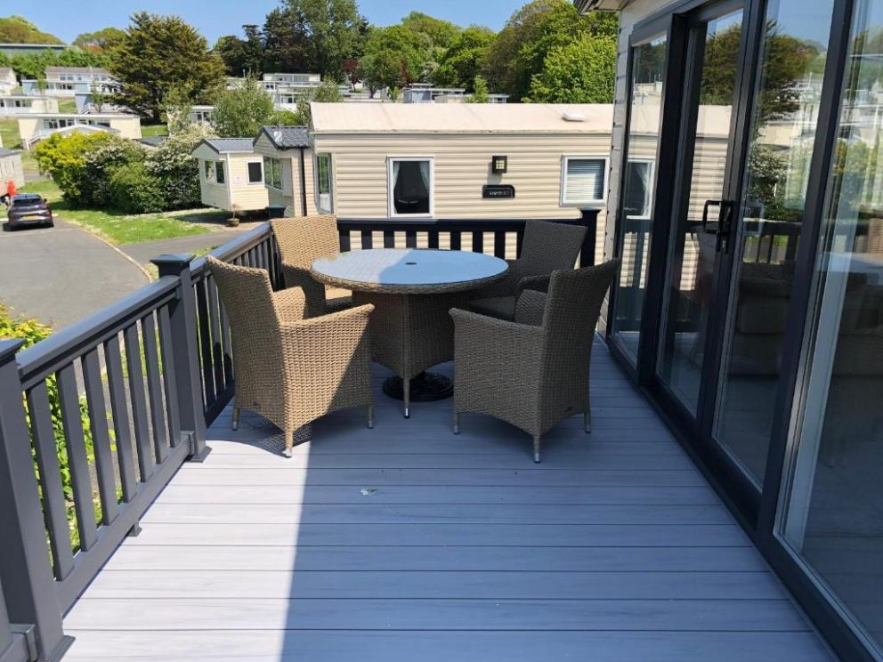 Culver View Lodge at Whitecliff Bay Holiday Park, Bembridge, Isle of Wight - holiday home for rent with decking and garden, close to the beach