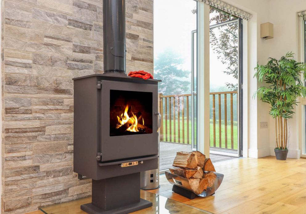 Killiow Country Estate Eco Lodges Cornwall with woodburner