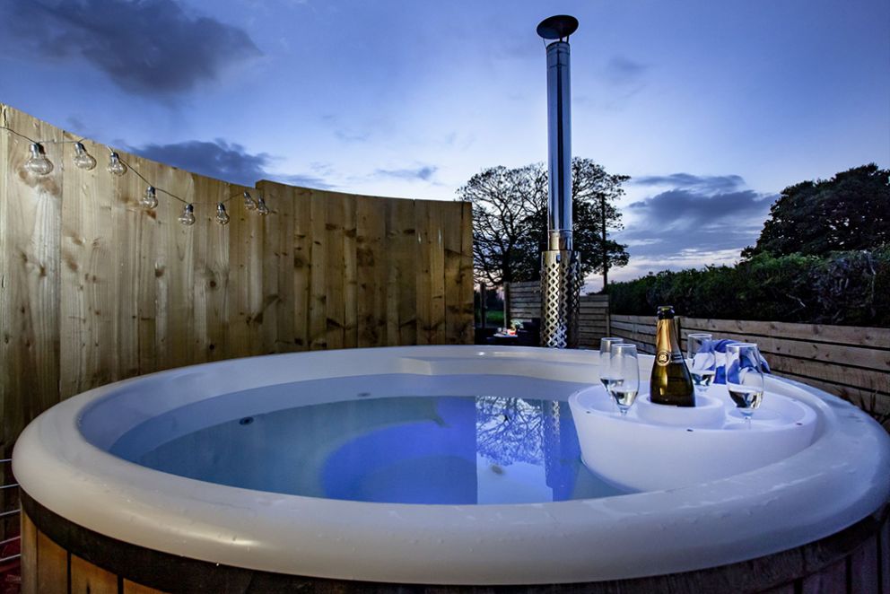 The Charm Inn Hobbit House, wood fired hot tub