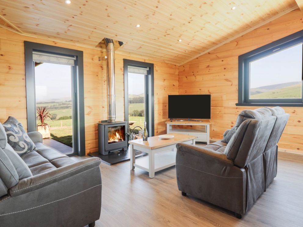 Bacheiddon Log Cabin, Machynlleth - Log cabin to rent with wood burner and hot tub