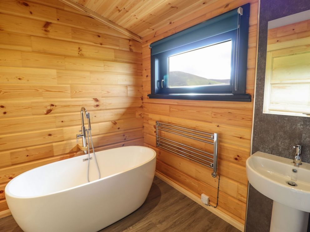 Bacheiddon Log Cabin, Machynlleth - Log cabin to rent with wood burner and hot tub