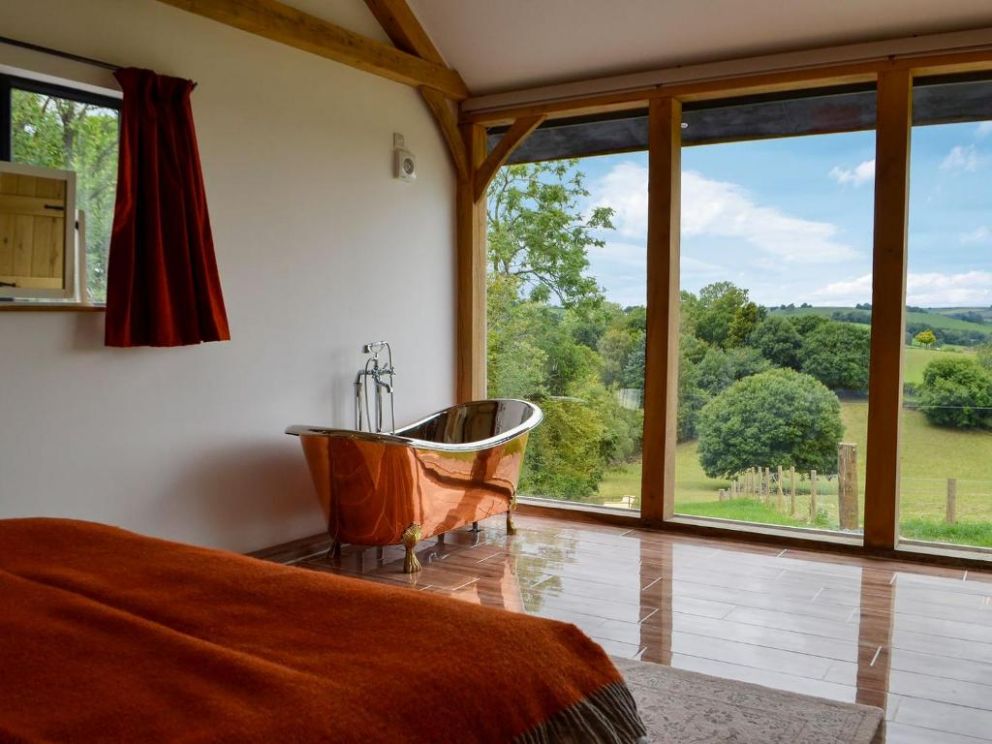 Oak View, Highgate, Powys - pet friendly holiday lodge with hot tub