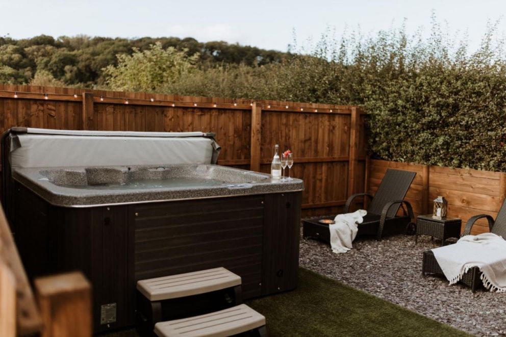 The Ginger Nut, Welshpool, Powys - shepherd hut with hot tub in Welsh countryside